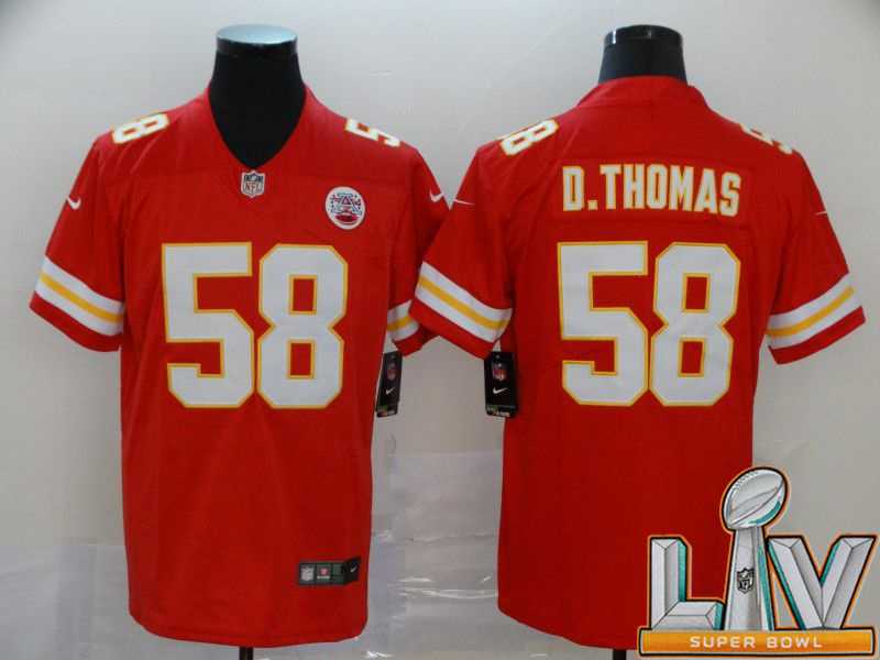 Super Bowl LV 2021 Men Kansas City Chiefs 58 D.Thomas Red Nike Vapor Untouchable Limited NFL Jersey